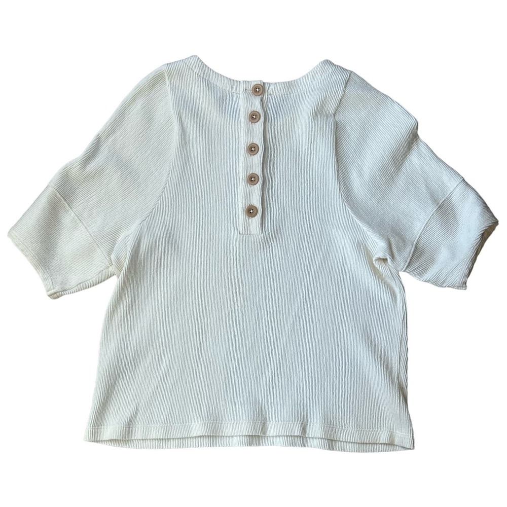 Madewell Ottoman Jacquard Button-Back Top Cream White Textured Rib Size Small - Picture 3 of 6